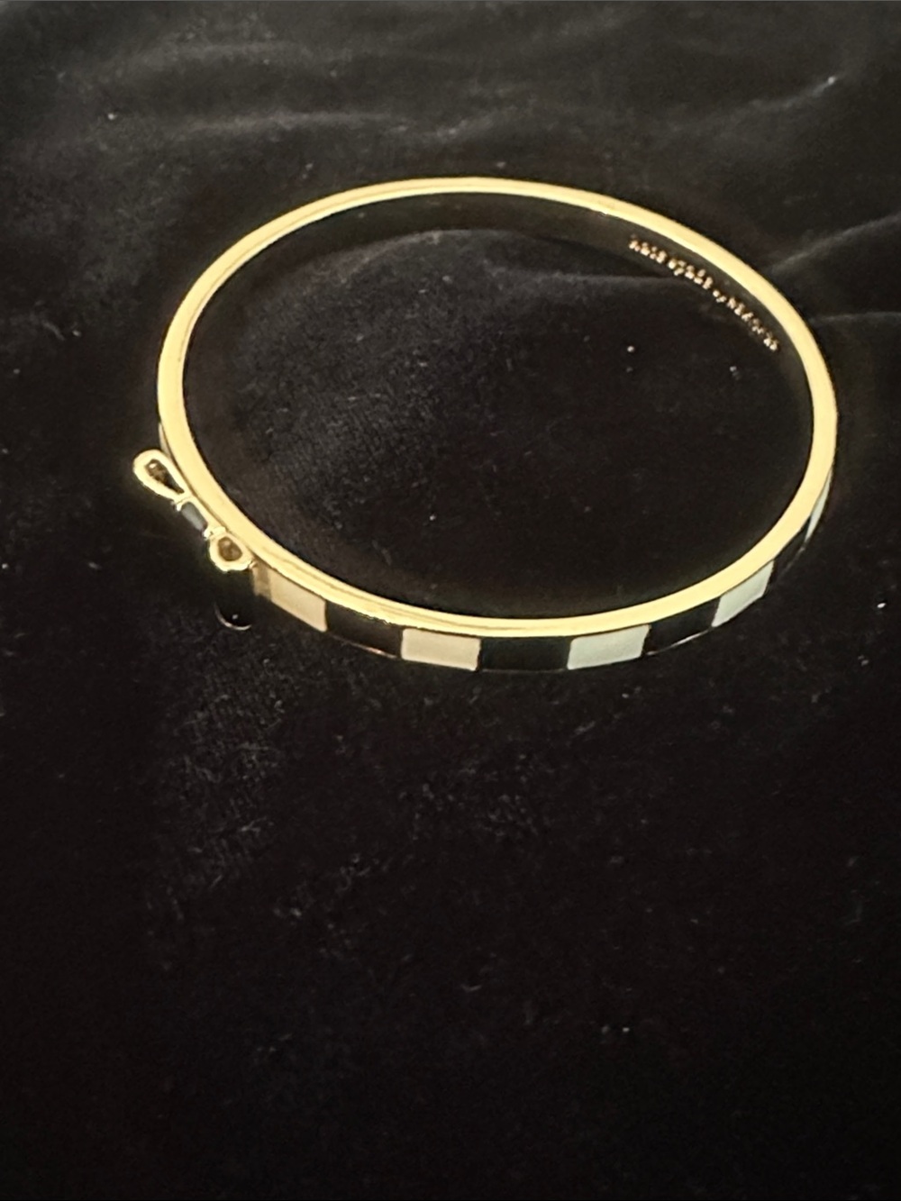 kate spade Black and White Gold Tone Take a Bow Bangle - Picture 2 of 8